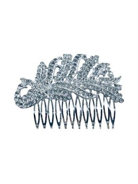 Rhinestone peacock Feather Hair Comb in Silver-Tone FINAL PRICE DROP